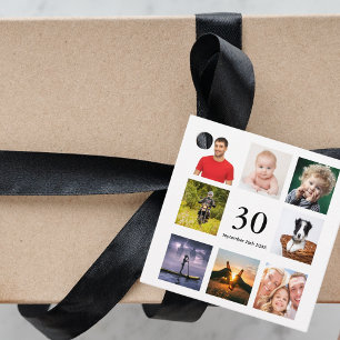 30th birthday party photo collage guy thank you favour tags