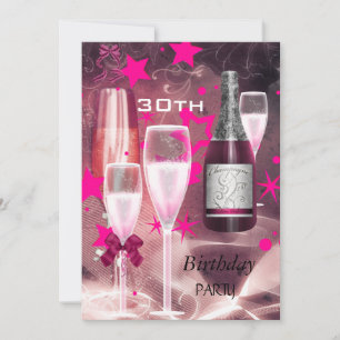 30th Birthday Party Pink Champagne 30 Invitation