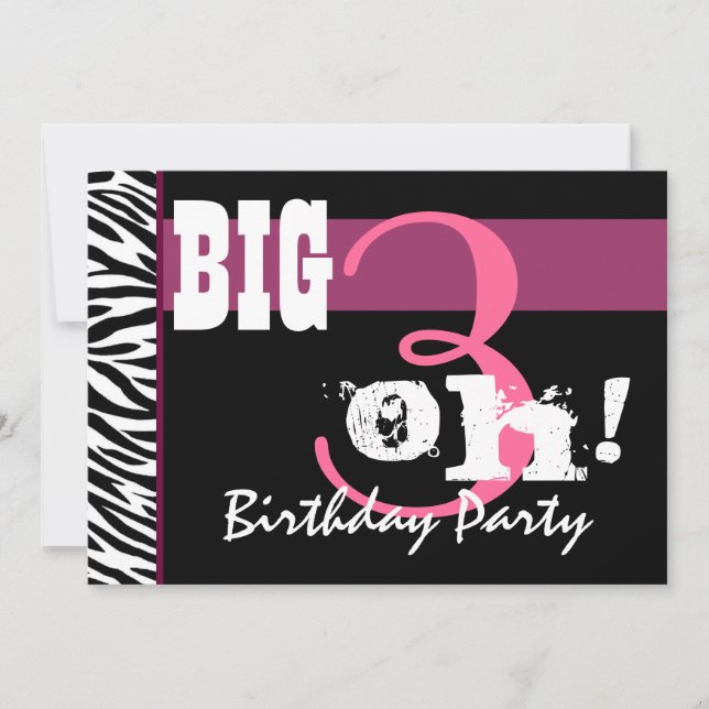 30th Birthday Party - Pink Zebra Template (Front)