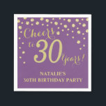 30th Birthday Party Purple and Gold Diamond Napkin<br><div class="desc">30th Birthday Party Invitation with Purple and Gold Glitter Diamond Background. Gold Confetti. Adult Birthday. Man or Woman Birthday. For further customisation,  please click the "Customise it" button and use our design tool to modify this template.</div>