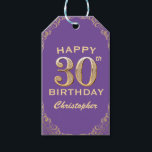 30th Birthday Party Purple and Gold Glitter Frame Gift Tags<br><div class="desc">30th Birthday Party Purple and Gold Glitter Frame Gift Tag. For further customisation,  please click the "Customise it" button and use our design tool to modify this template.</div>