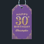 30th Birthday Party Purple and Gold Glitter Frame Gift Tags<br><div class="desc">30th Birthday Party Purple and Gold Glitter Frame Gift Tag. For further customisation,  please click the "Customise it" button and use our design tool to modify this template.</div>