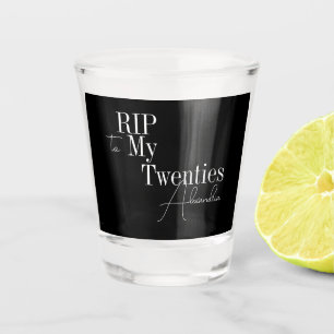 30th Birthday Party RIP 20s Black and White Shot Glass
