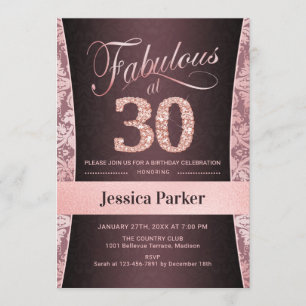 30th Birthday Party - Rose Gold Invitation