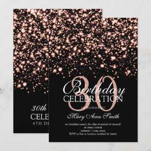 30th Birthday Party Rose Gold Midnight Glam Invitation