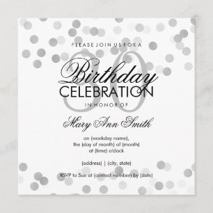 30th Birthday Party Silver Foil Glitter Lights Invitation