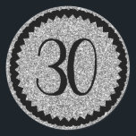 30th Birthday Party Silver Glitter Classic Classic Round Sticker<br><div class="desc">Get these cute stickers to adorn your party favours for all your favourite guests. A stylish number to celebrate a birthday party.
NOTE the glitter image is a printed picture</div>