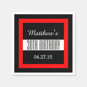30th Birthday Party Solid Coloured Square Frame Napkin