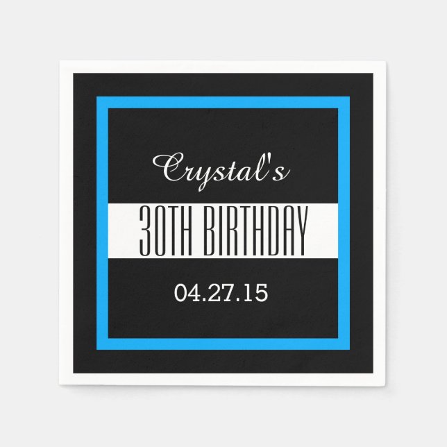 30th Birthday Party Solid Coloured Square Frame VZ Napkin (Front)
