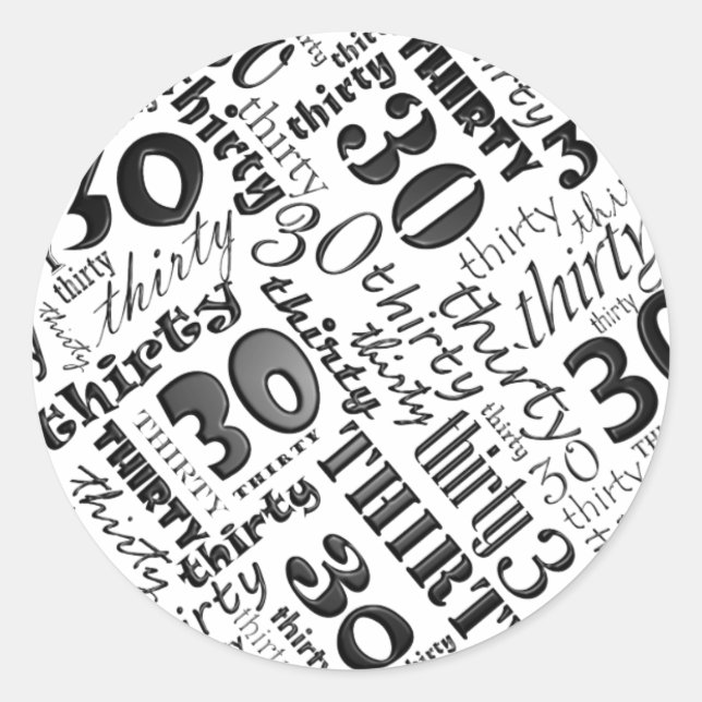 30th Birthday Party Sticker (Front)