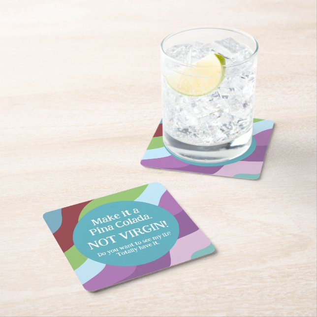 30th Birthday Party Thirty Flirty & Thriving Square Paper Coaster (Insitu)