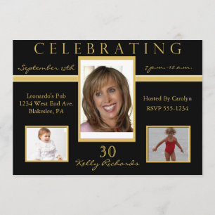 30th Birthday Party Tri Photo Invitations