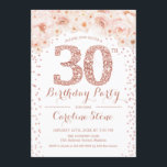 30th Birthday Party - White Rose Gold Invitation<br><div class="desc">30th Birthday Party Invitation
Elegant design in faux glitter rose gold and white.</div>