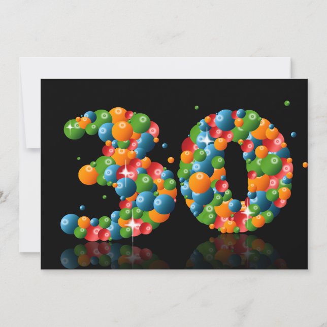 30th Birthday party, with bubbles and balls Invitation (Front)