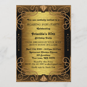 30th,Birthday Party, woman, Gatsby style, Art-Deco Invitation