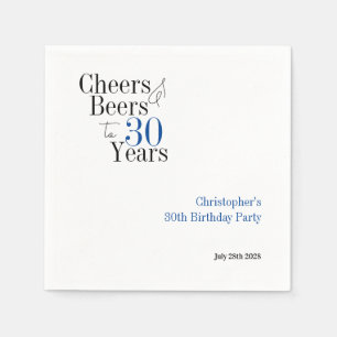 30th Birthday Personalised Cheers Beers Party Napkin