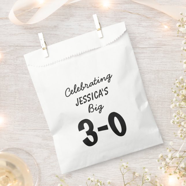 30th Birthday Personalised Party Supplies Favour Bags (Clipped)