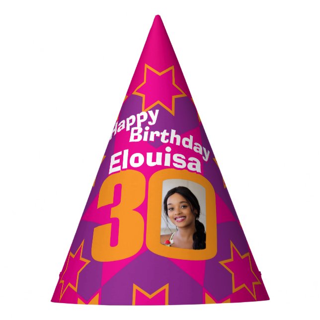 30th birthday personalised photo star name hat (Front)