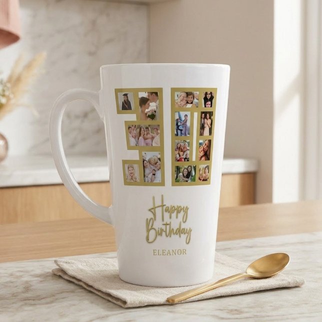 30th Birthday Photo Collage Latte Mug (Creator Uploaded)