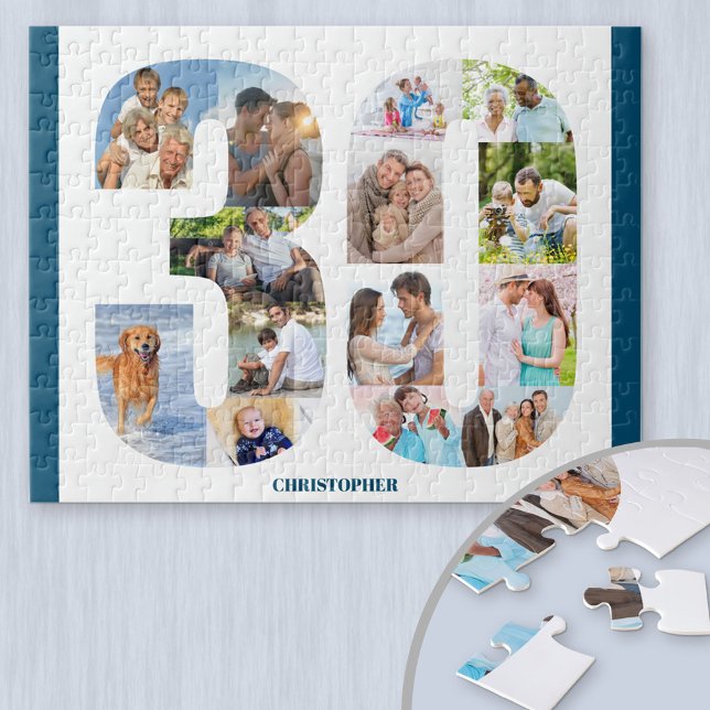 30th Birthday Photo Collage Number 30 Keepsake Jigsaw Puzzle (Creator Uploaded)