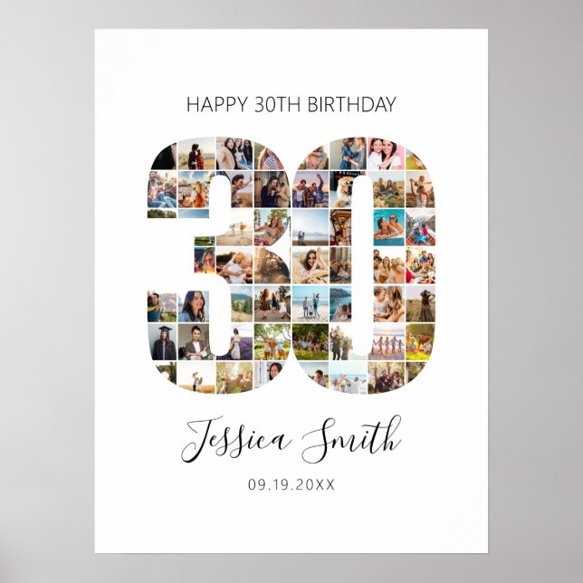 30th Birthday Photo Collage Poster (Front)