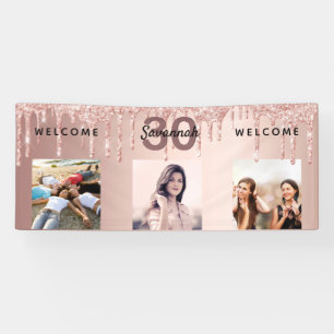 30th birthday photo rose gold glitter sparkle banner