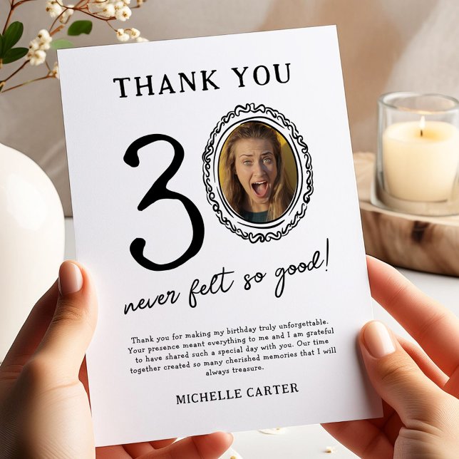 30th Birthday Photo Thank You Card (Creator Uploaded)