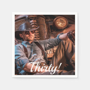 30th birthday photo thirty fun guys men  napkin