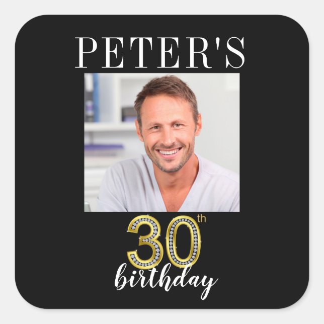 30th Birthday Picture Favour Labels (Front)