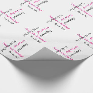 30th Birthday, pink & black text, 2 directions. Wrapping Paper