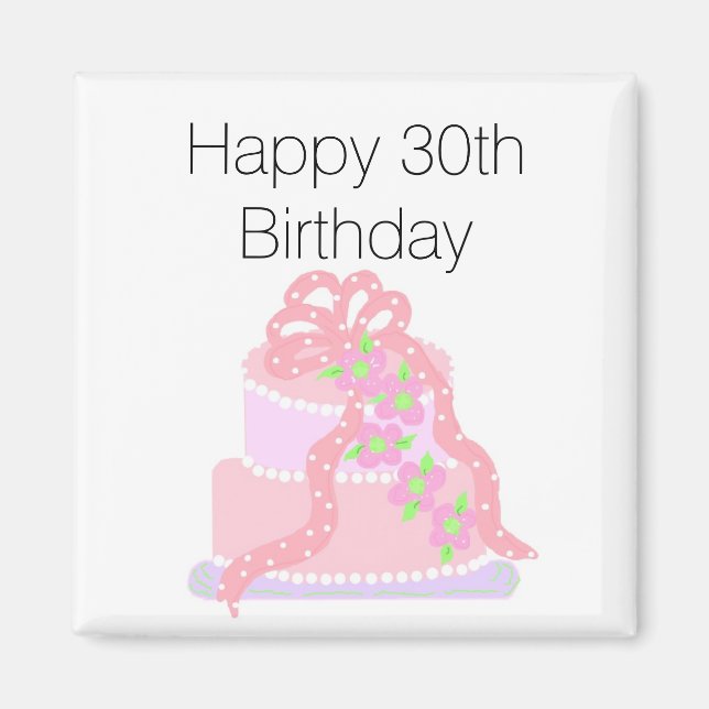 30th Birthday Pink Cake Magnet (Front)