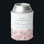 30th Birthday Pink Carnation January Birth Flower Can Cooler<br><div class="desc">Perfect table decor for a January birthday party. Carnation is the birth flower for that month. It forms a pretty watercolor floral bottom border on this festive personalized can cooler. The birthday celebrant's name,  age and birthdate are placed above it using elegant calligraphy and typography. All text is editable.</div>
