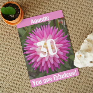 30th Birthday Pink Flower Personalised Birthday Card