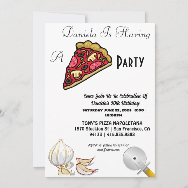 30th Birthday Pizza Party Invitation (Front)