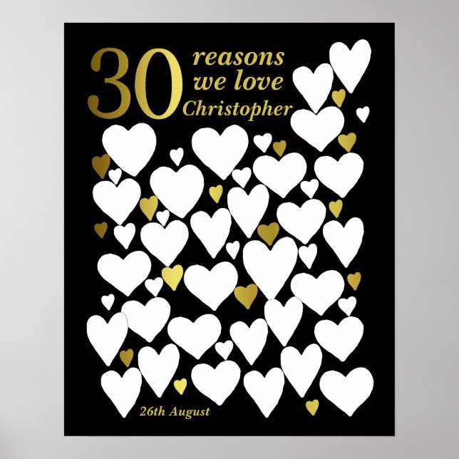 30th Birthday Poster -30 Reasons We Love You (Front)