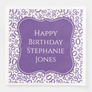 30th Birthday Purple Random Pattern 30 Napkin