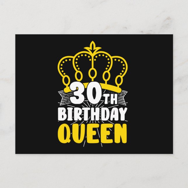 30th Birthday Queen Crown Round Birthday Postcard (Front)