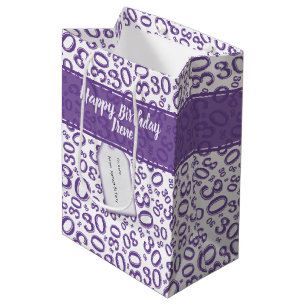 30th Birthday Random Number Pattern Purple/White Medium Gift Bag