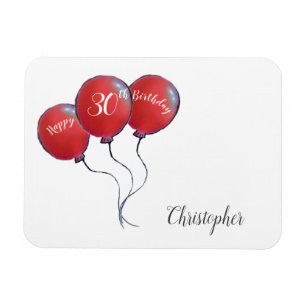 30th birthday red balloon gift magnet