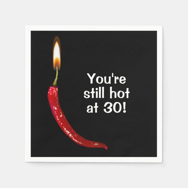 30th Birthday Red Hot Pepper Napkins (Front)