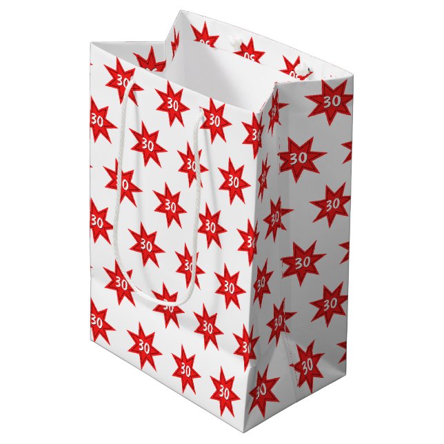 30th Birthday Red Star   Medium Gift Bag (Front Angled)