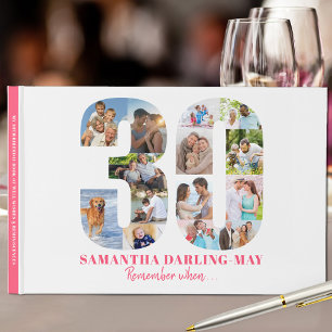 30th Birthday Remember When ... Pink Photo Collage Guest Book
