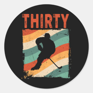 30th Birthday Retro Ice Hockey 30 Years Old Man Wo Classic Round Sticker