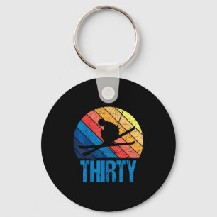 30th birthday retro ski skiing 30 year old men key ring
