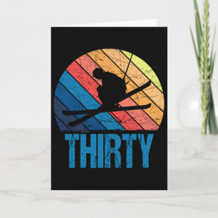 30th Birthday Retro Ski Skiing 30 Year Old Men Wom Card