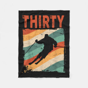 30th Birthday Retro Ski Skiing 30 Year Old Men Wom Fleece Blanket