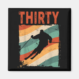 30th Birthday Retro Ski Skiing 30 Year Old Men Wom Magnet