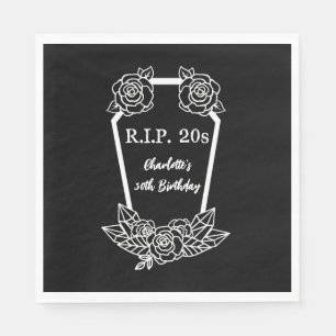 30th Birthday Rip 20s Black Roses Coffin Party Napkin
