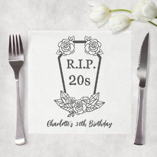 30th Birthday Rip 20s Coffin Roses Party Napkin