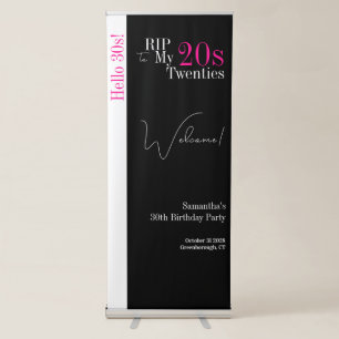 30th Birthday RIP 20s Hello 30s Party Welcome Retractable Banner
